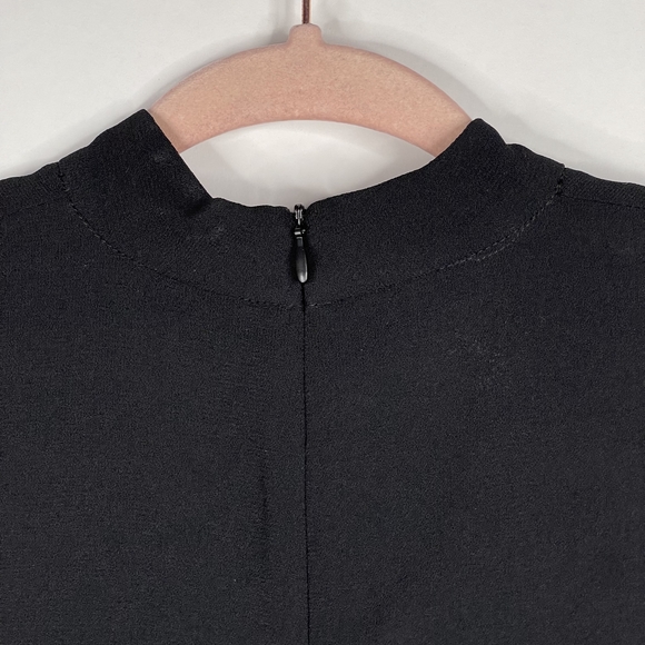ZARA Plunge Choker Shift Dress Medium Black V-Neck Short Sleeve Back Zip #7289 - Picture 11 of 16